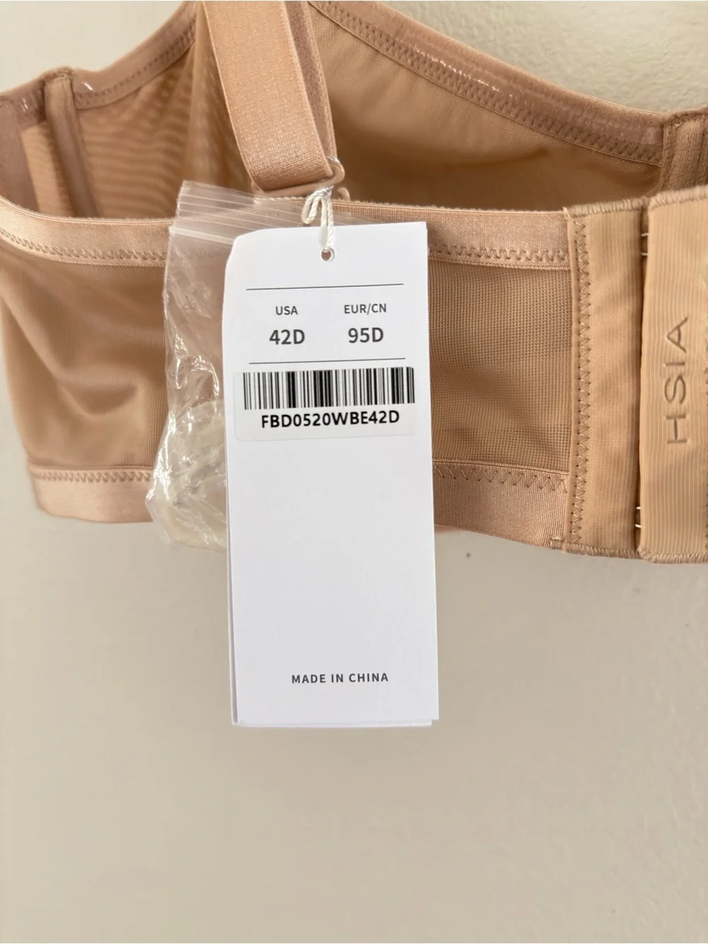 HSIA FBD0520 Bella Convertible sheer Strapless Bra - Natural Beige Nude Size 42D